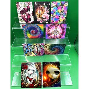 Kitchen Refrigerator Magnet Bundle Handmade Lot of 9 Peace Love Rainbow Flowers